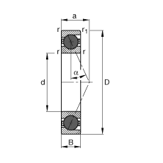 主軸軸承 HCB71903-E-T-P4S, 調(diào)節(jié)，成對或單元安裝，接觸角 α = 25°，陶瓷球，限制公差