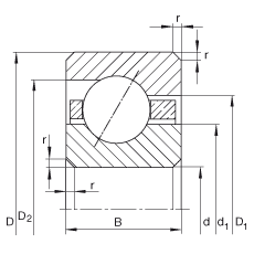 薄截面軸承 CSEA055, 角接觸球軸承，類型E，運行溫度 -54°C 到 +120°C